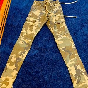 Mens Camo Cargo Pants with leg zippers